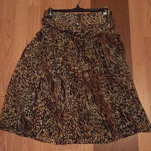 Leopard Print Flowy Skirt Sz S